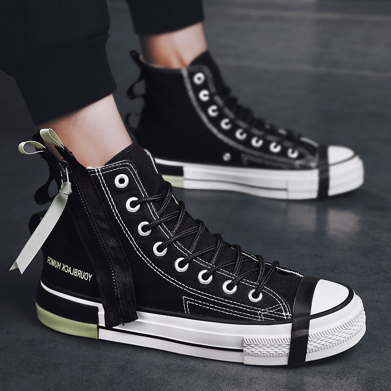 High-Top Zipper Canvas Sneakers