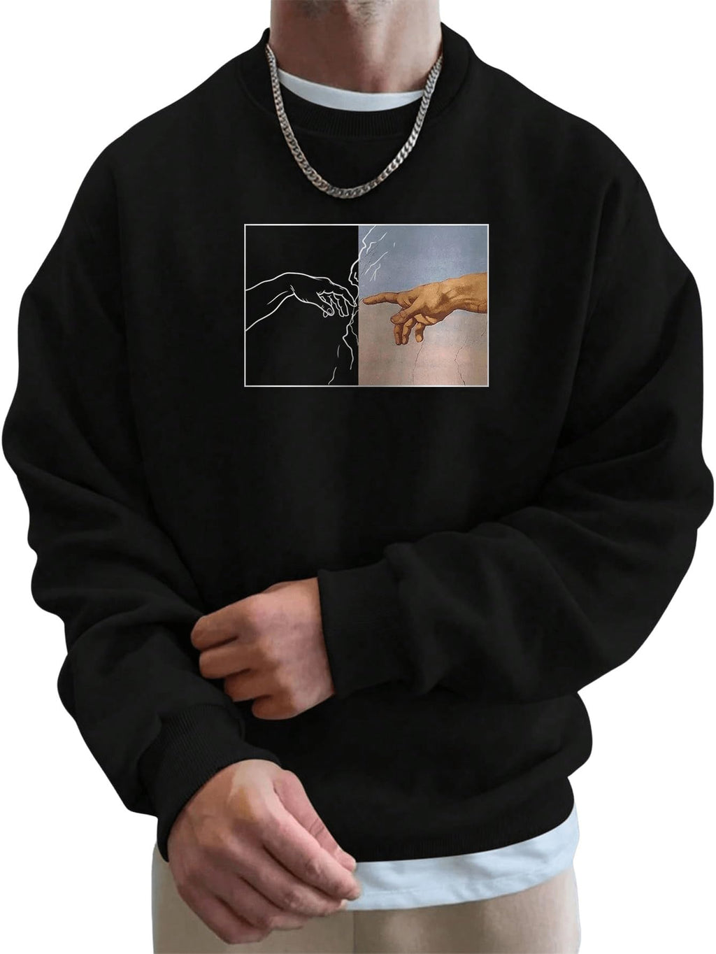 VintagePrint Men's Casual Crewneck Sweatshirt