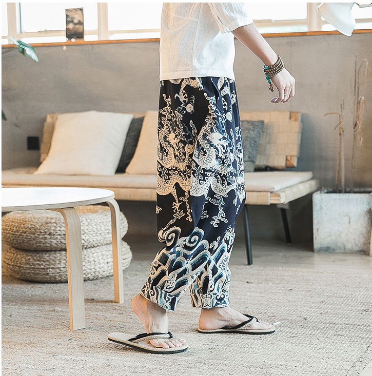 Ethnic Style Beach Pants, Linen Nepali Lantern Pants