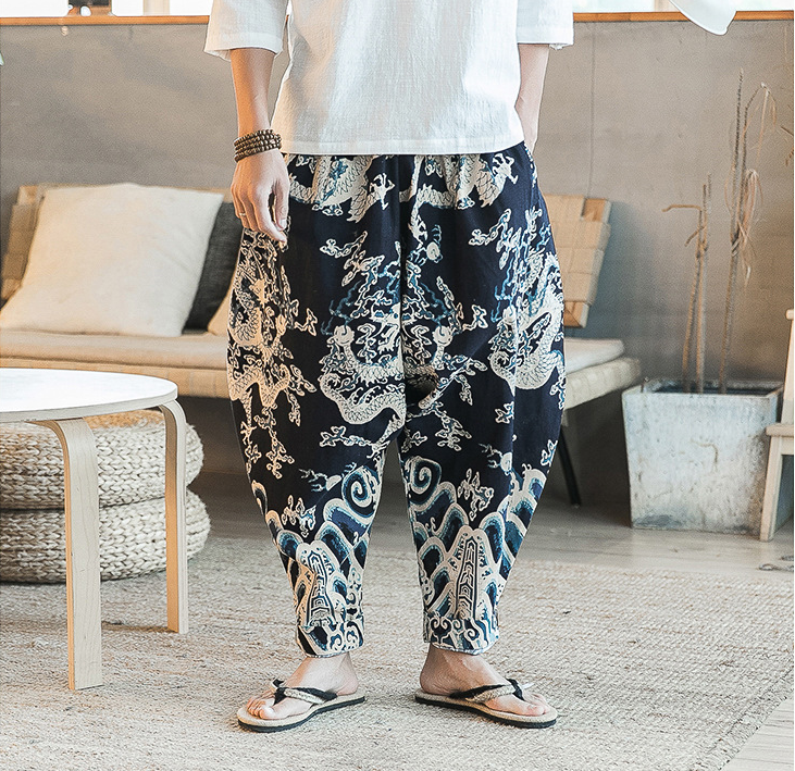 Ethnic Style Beach Pants, Linen Nepali Lantern Pants