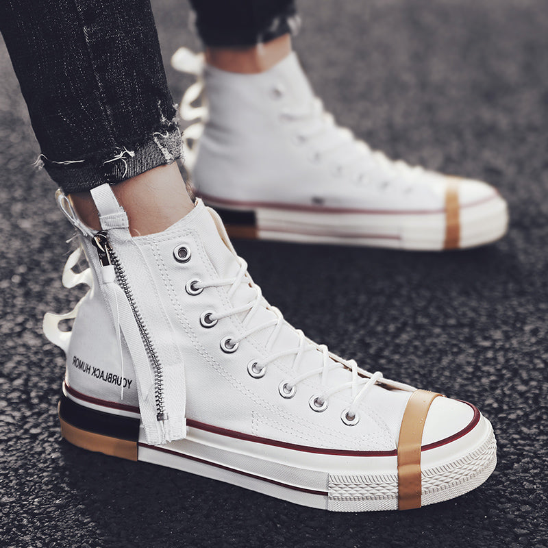 High-Top Zipper Canvas Sneakers