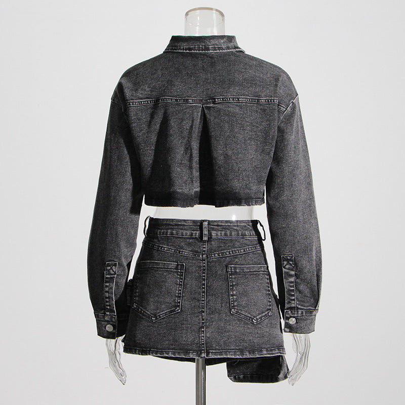 Urban Elegance Gray Jacket & Skirt Set