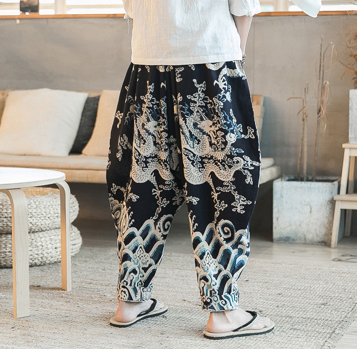 Ethnic Style Beach Pants, Linen Nepali Lantern Pants