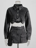 Urban Elegance Gray Jacket & Skirt Set