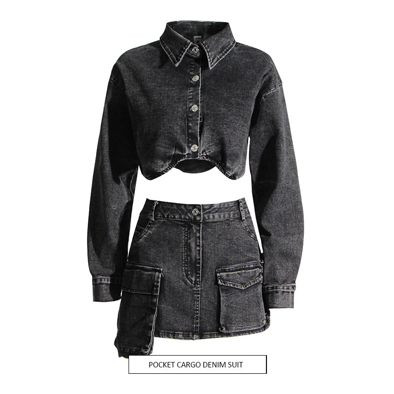 Urban Elegance Gray Jacket & Skirt Set