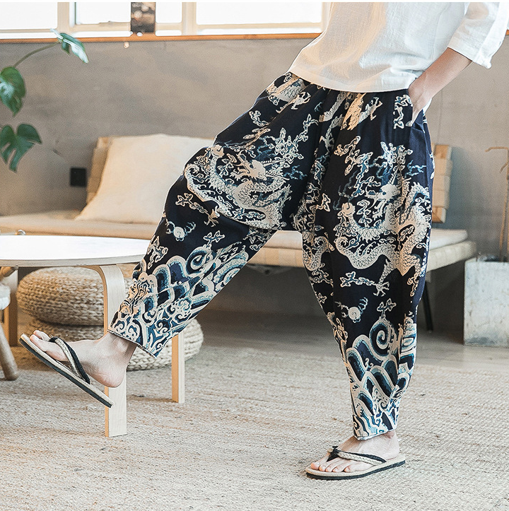 Ethnic Style Beach Pants, Linen Nepali Lantern Pants